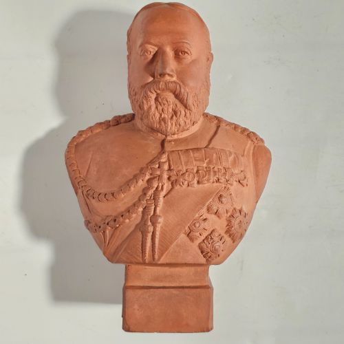 ANTIQUE TERACOTTA BUST OF KING EDWARD VII SIGNED 'JPALMER 1902' - ADDITIONAL PHOTO 8