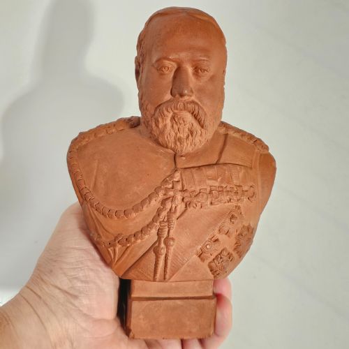 ANTIQUE TERACOTTA BUST OF KING EDWARD VII SIGNED 'JPALMER 1902' - ADDITIONAL PHOTO 10