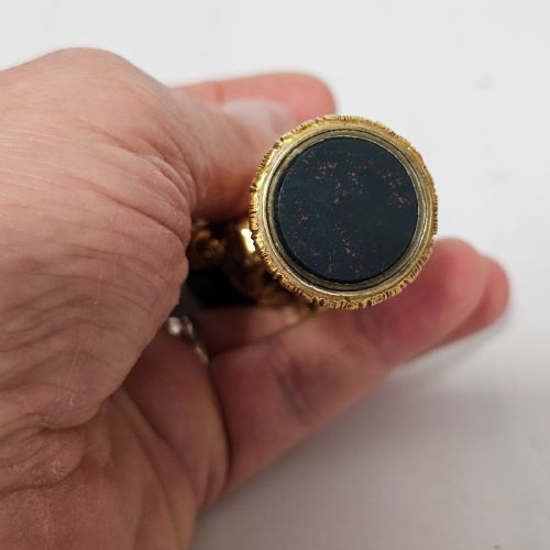 19THC GILT BRONZE MALACHITE MOUNTED DESK SEAL - ADDITIONAL PHOTO 6