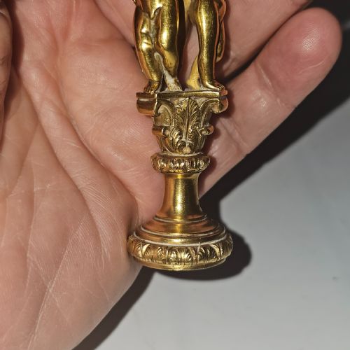 19THC GILT BRONZE MALACHITE MOUNTED DESK SEAL - ADDITIONAL PHOTO 8