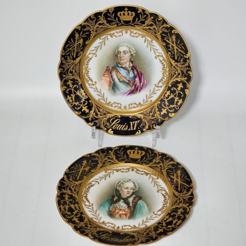 EXCEPTIONAL QUALITY PAIR OF SEVRES HAND PAINTED FRENCH 19TH CENTURY PORTRAIT PLATES OF LOUIS XV MDME LUKINSKA - ADDITIONAL PHOTO 21