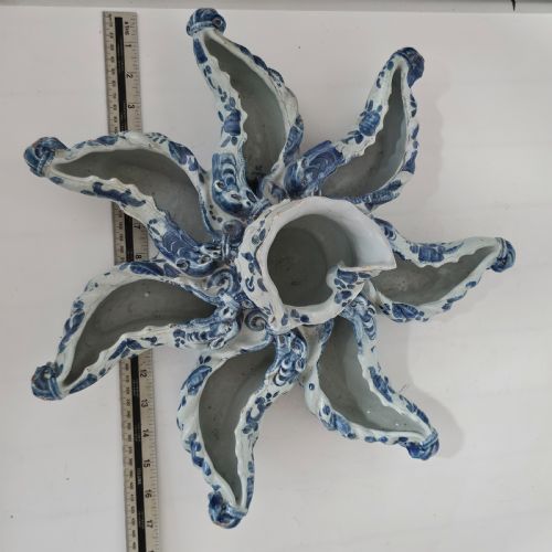 INCREDIBLE LATE 19THEARLY 20THC 43CM CANTAGALLI BLUE AND WHITE MAIOLICA STARFISH - ADDITIONAL PHOTO 1