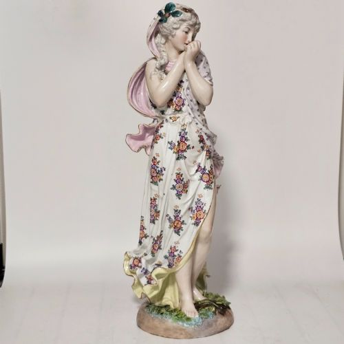 stunning large 19thc porcelain figure blue crossed swords mark 47cm in height - CATEGORY: ANTIQUE CERAMICS - DATED 19TH CENTURY