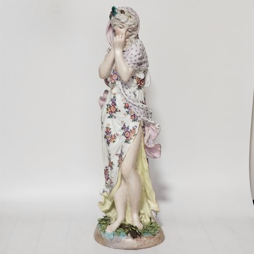 STUNNING LARGE 19THC PORCELAIN FIGURE BLUE CROSSED SWORDS MARK 47CM IN HEIGHT - ADDITIONAL PHOTO 1