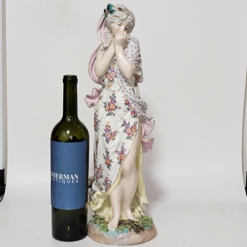 STUNNING LARGE 19THC PORCELAIN FIGURE BLUE CROSSED SWORDS MARK 47CM IN HEIGHT - ADDITIONAL PHOTO 6