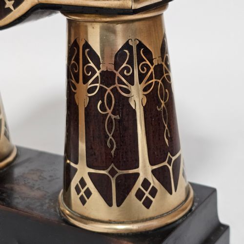 ERHARD SOHNE ART NOUVEAU SECESSIONIST BRASS AND ROSEWOOD INTARSIA CLOCK FRAME - ADDITIONAL PHOTO 2
