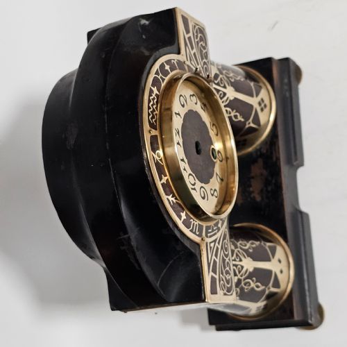 ERHARD SOHNE ART NOUVEAU SECESSIONIST BRASS AND ROSEWOOD INTARSIA CLOCK FRAME - ADDITIONAL PHOTO 4