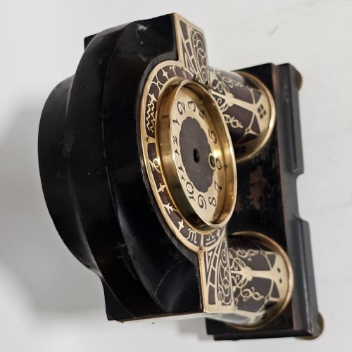 ERHARD SOHNE ART NOUVEAU SECESSIONIST BRASS AND ROSEWOOD INTARSIA CLOCK FRAME - ADDITIONAL PHOTO 6