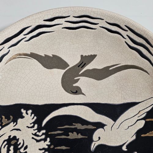 A LARGE LONGWY PRIMAVERA ART DECO CHARGER DECORATED WITH SEAGULLS - ADDITIONAL PHOTO 8