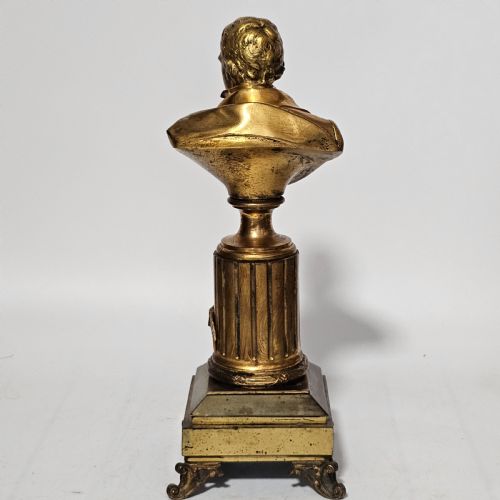 FINE 19THC 34CM GILT BRONZE BUST OF SIR WALTER SCOTT ON FLUTED BRONZE COLUMN - ADDITIONAL PHOTO 12