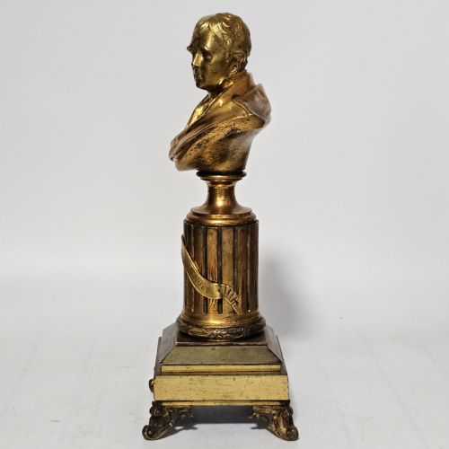 FINE 19THC 34CM GILT BRONZE BUST OF SIR WALTER SCOTT ON FLUTED BRONZE COLUMN - ADDITIONAL PHOTO 16