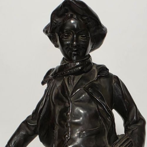 ANTOINE BOFILL SPANISH 18751939 'LA GLISSADE' 37CM BRONZE FIGURE OF A BOY SLIDING ON ICE - ADDITIONAL PHOTO 3