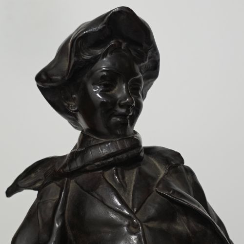 ANTOINE BOFILL SPANISH 18751939 'LA GLISSADE' 37CM BRONZE FIGURE OF A BOY SLIDING ON ICE - ADDITIONAL PHOTO 13