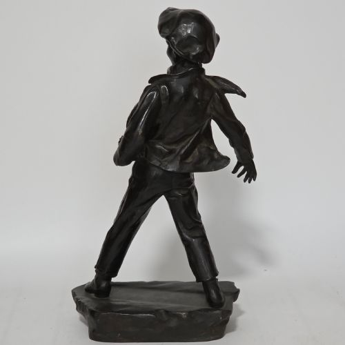 ANTOINE BOFILL SPANISH 18751939 'LA GLISSADE' 37CM BRONZE FIGURE OF A BOY SLIDING ON ICE - ADDITIONAL PHOTO 17