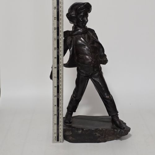 ANTOINE BOFILL SPANISH 18751939 'LA GLISSADE' 37CM BRONZE FIGURE OF A BOY SLIDING ON ICE - ADDITIONAL PHOTO 19