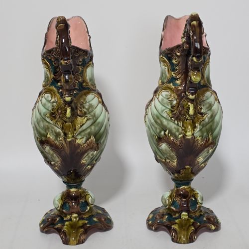 A HIGHLY DECORATIVE LARGE AUSTRIAN PAIR OF ANTIQUE EWERS C1880 - ADDITIONAL PHOTO 1