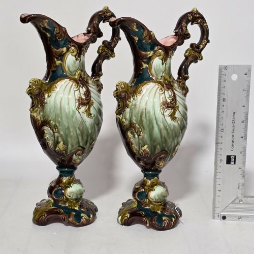 A HIGHLY DECORATIVE LARGE AUSTRIAN PAIR OF ANTIQUE EWERS C1880 - ADDITIONAL PHOTO 5