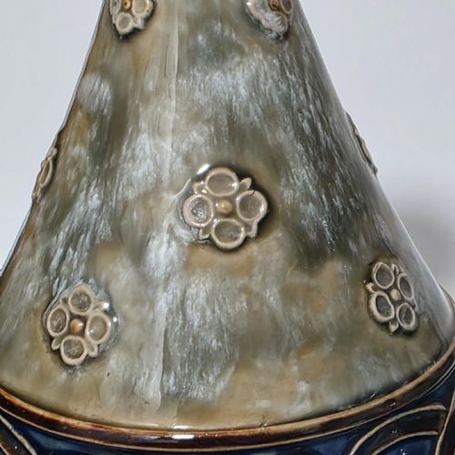 LARGE PAIR OF ROYAL DOULTON STONEWARE ART NOUVEAU VASES NO6114 BY MB C1905 - ADDITIONAL PHOTO 12