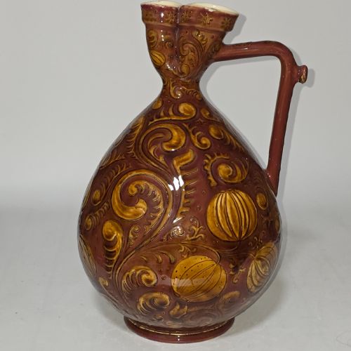 A RARE LARGE 34CM VILMOS ZSOLNAY PECS 962 188285 HUNGARIAN POTTERY JUG PITCHER - ADDITIONAL PHOTO 2