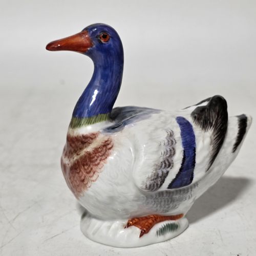 antique german meissen porcelain duck figurine hand painted 1477 - CATEGORY: ANTIQUE CERAMICS - DATED 1900