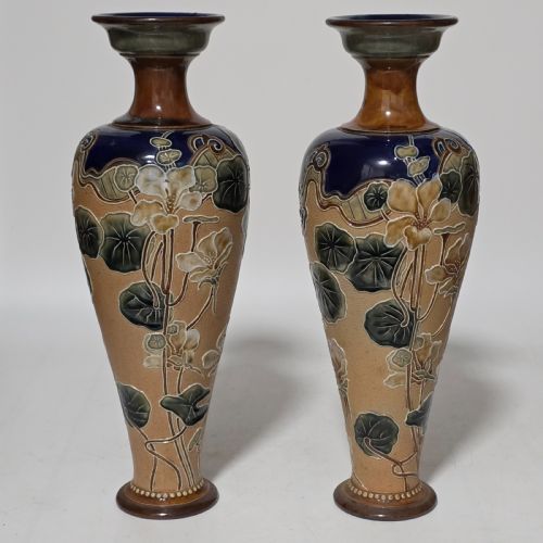 EXQUISITE LARGE ART NOUVEAU PAIR ROYAL DOULTON VASES C1910 - ADDITIONAL PHOTO 6