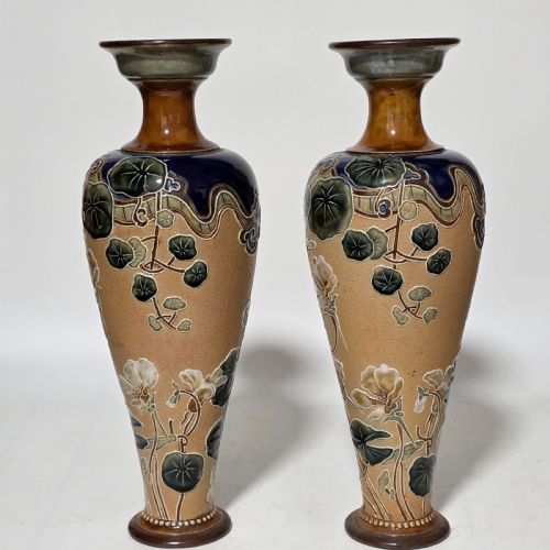 EXQUISITE LARGE ART NOUVEAU PAIR ROYAL DOULTON VASES C1910 - ADDITIONAL PHOTO 7