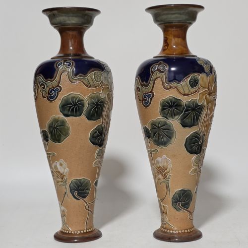 EXQUISITE LARGE ART NOUVEAU PAIR ROYAL DOULTON VASES C1910 - ADDITIONAL PHOTO 8