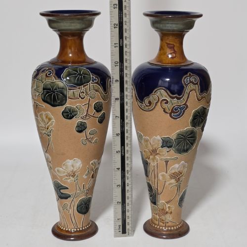 EXQUISITE LARGE ART NOUVEAU PAIR ROYAL DOULTON VASES C1910 - ADDITIONAL PHOTO 12