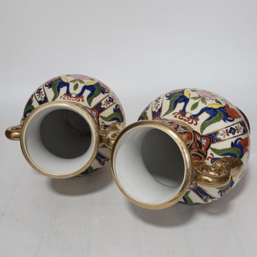 LARGE DECORATIVE PAIR OF TWINHANDLED NORITAKE JAPANESE VASES C1910 - ADDITIONAL PHOTO 14