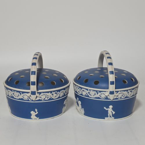 VERY RARE PAIR EARLY SPODE SPRIG WARE POT POURRI BASKETS C1790 - ADDITIONAL PHOTO 1
