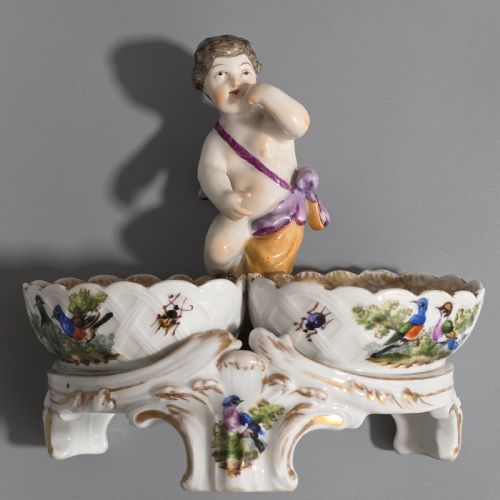 FINE PAIR OF 19TH CENTURY GERMAN PORCELAIN KPM BERLIN HAND PAINTED DOUBLE SALTS - ADDITIONAL PHOTO 11
