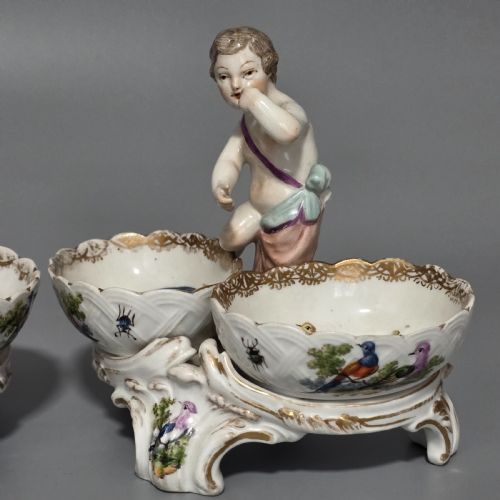 FINE PAIR OF 19TH CENTURY GERMAN PORCELAIN KPM BERLIN HAND PAINTED DOUBLE SALTS - ADDITIONAL PHOTO 22