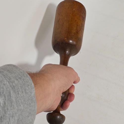 ANTIQUE TREEN 19TH CENTURY SYCAMORE POTATO MASHER - ADDITIONAL PHOTO 2