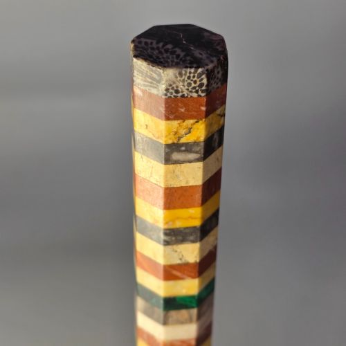 ATTRACTIVE 19THC GRAND TOUR MARBLEAGATEMALACHITE RULER IN OCTAGONAL FORM - ADDITIONAL PHOTO 2