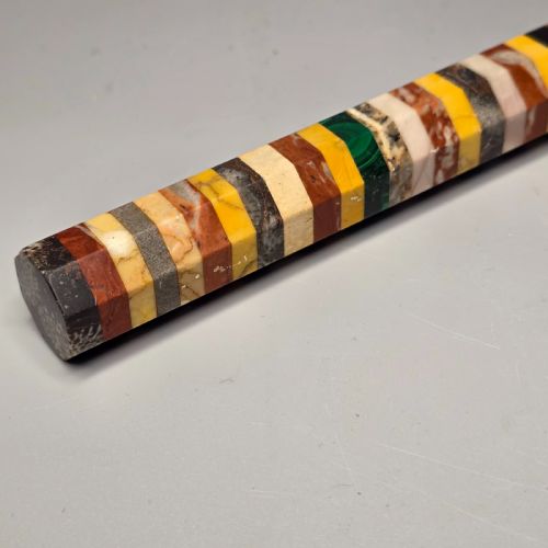 ATTRACTIVE 19THC GRAND TOUR MARBLEAGATEMALACHITE RULER IN OCTAGONAL FORM - ADDITIONAL PHOTO 4