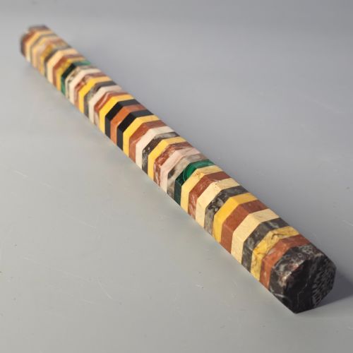 ATTRACTIVE 19THC GRAND TOUR MARBLEAGATEMALACHITE RULER IN OCTAGONAL FORM - ADDITIONAL PHOTO 5
