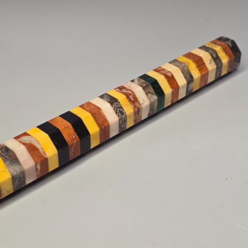 ATTRACTIVE 19THC GRAND TOUR MARBLEAGATEMALACHITE RULER IN OCTAGONAL FORM - ADDITIONAL PHOTO 12