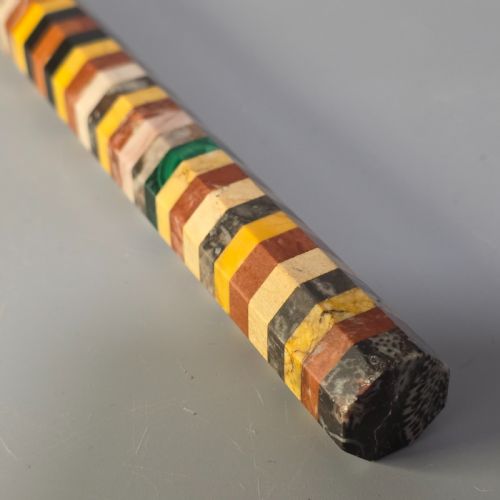 ATTRACTIVE 19THC GRAND TOUR MARBLEAGATEMALACHITE RULER IN OCTAGONAL FORM - ADDITIONAL PHOTO 13