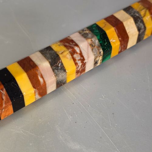 ATTRACTIVE 19THC GRAND TOUR MARBLEAGATEMALACHITE RULER IN OCTAGONAL FORM - ADDITIONAL PHOTO 14