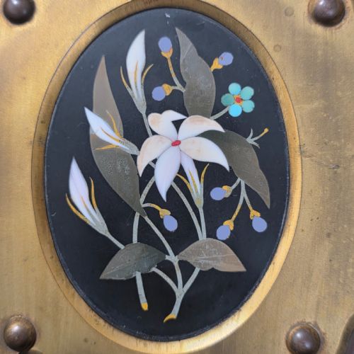 ELEGANT 19TH CENTURY BETJEMANNS WALNUT BOOK SLIDE WITH PIETRA DURA FLORAL PANELS - ADDITIONAL PHOTO 2