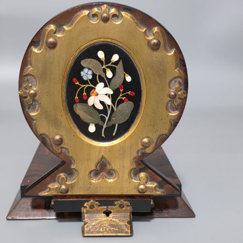 ELEGANT 19TH CENTURY BETJEMANNS WALNUT BOOK SLIDE WITH PIETRA DURA FLORAL PANELS - ADDITIONAL PHOTO 18