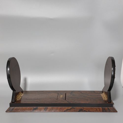 ELEGANT 19TH CENTURY BETJEMANNS WALNUT BOOK SLIDE WITH PIETRA DURA FLORAL PANELS - ADDITIONAL PHOTO 21