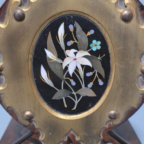 ELEGANT 19TH CENTURY BETJEMANNS WALNUT BOOK SLIDE WITH PIETRA DURA FLORAL PANELS - ADDITIONAL PHOTO 22