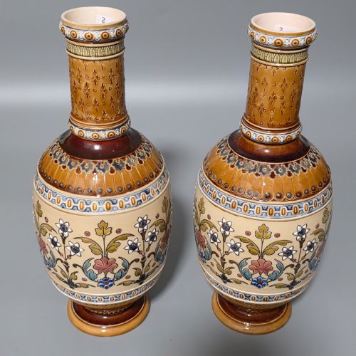 PAIR OF LATE 19TH CENTURY GERMAN METTLACH POTTERY VASES C1890 - ADDITIONAL PHOTO 1