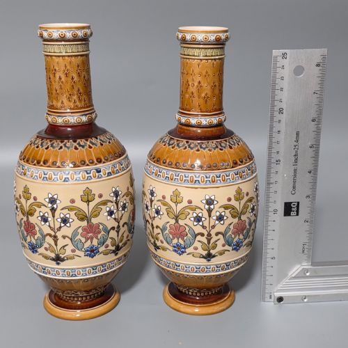 PAIR OF LATE 19TH CENTURY GERMAN METTLACH POTTERY VASES C1890 - ADDITIONAL PHOTO 9