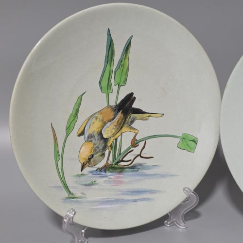 FINE PAIR OF DECORATIVE BIRD PLATES BY BODLEY CO C1870 - ADDITIONAL PHOTO 2