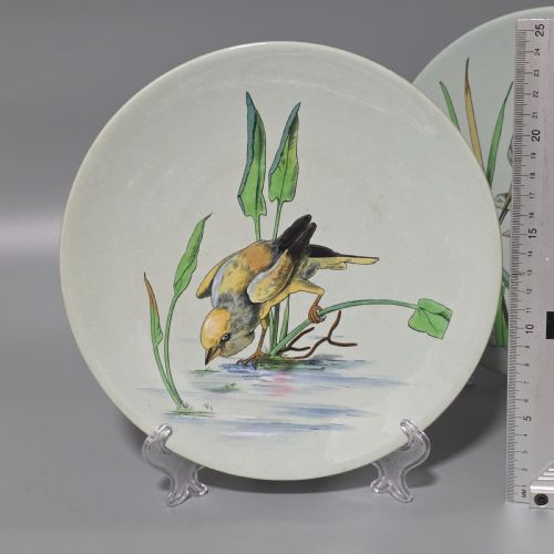 FINE PAIR OF DECORATIVE BIRD PLATES BY BODLEY CO C1870 - ADDITIONAL PHOTO 4