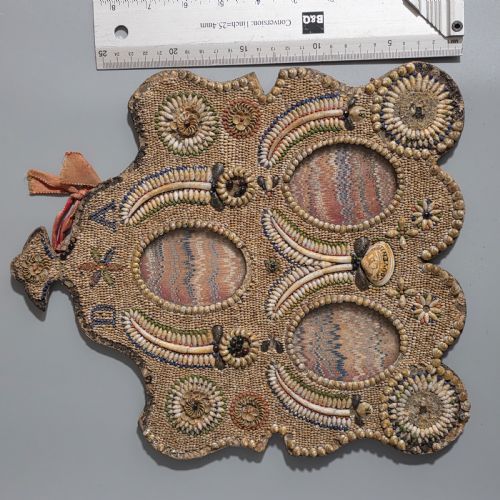 INCREDIBLE MICRO MOSAIC VALENTINE SHELL TRIPLE FRAME C1881 - ADDITIONAL PHOTO 8