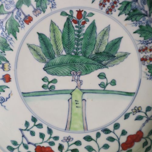 CHINESE DOUCAI POMEGRANATE DISH CHENGHUA MARK LATER QING DYNASTY - ADDITIONAL PHOTO 1