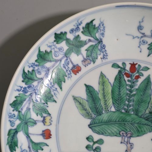 CHINESE DOUCAI POMEGRANATE DISH CHENGHUA MARK LATER QING DYNASTY - ADDITIONAL PHOTO 5